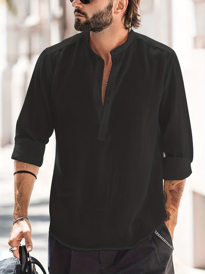 Men's Long Sleeve Casual Shirt with Relaxed Fit