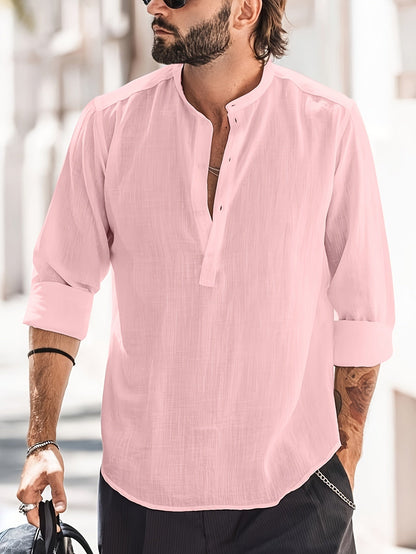 Men's Long Sleeve Casual Shirt with Relaxed Fit