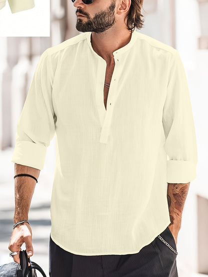 Men's Long Sleeve Casual Shirt with Relaxed Fit