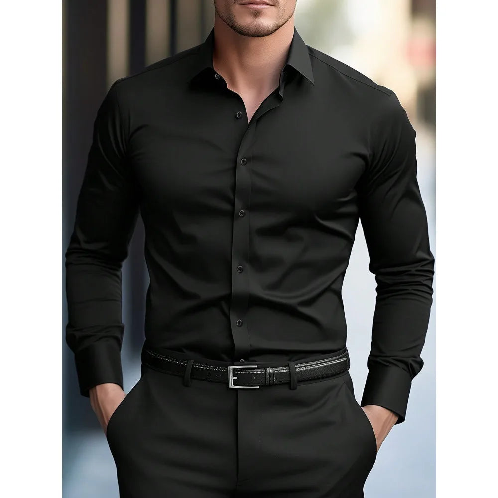 Men's Long Sleeve Elastic Fit Shirt