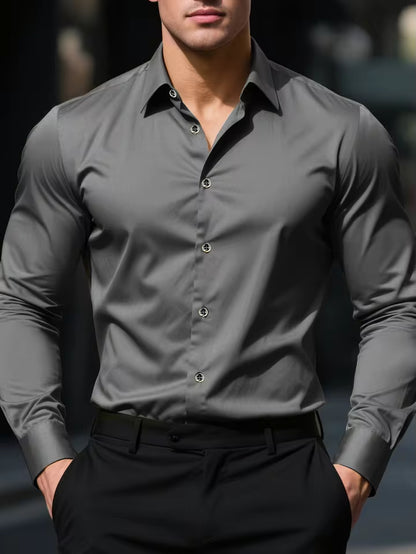 Men's Long Sleeve Elastic Fit Shirt