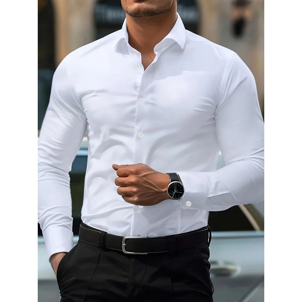 Men's Long Sleeve Elastic Fit Shirt