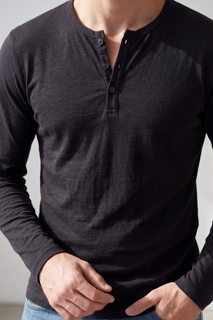 Men's Long Sleeve Henley Shirt