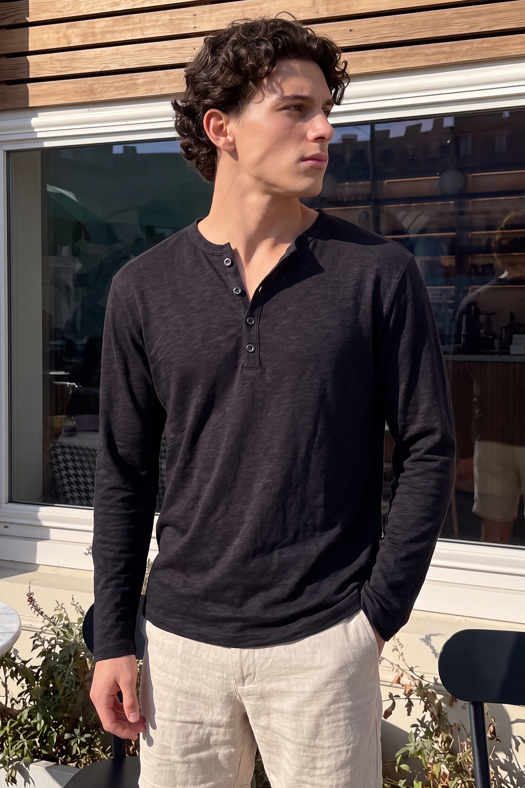 Men's Long Sleeve Henley Shirt