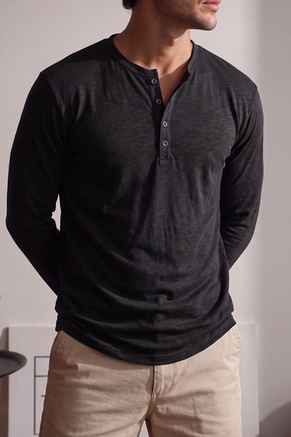 Men's Long Sleeve Henley Shirt
