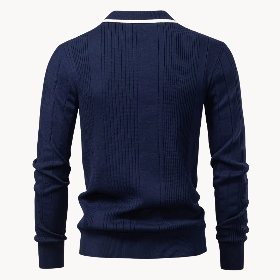 Men's Long Sleeve Knit Polo Shirt