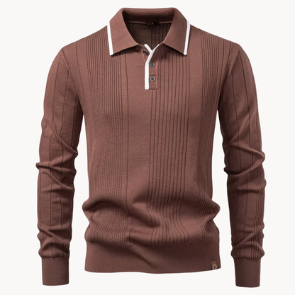 Men's Long Sleeve Knit Polo Shirt