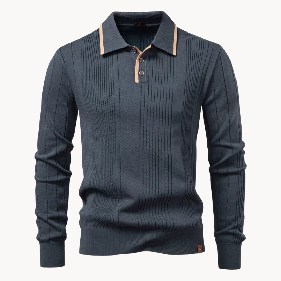 Men's Long Sleeve Knit Polo Shirt
