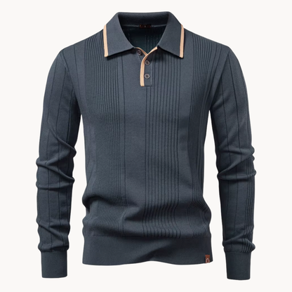 Men's Long Sleeve Knit Polo Shirt