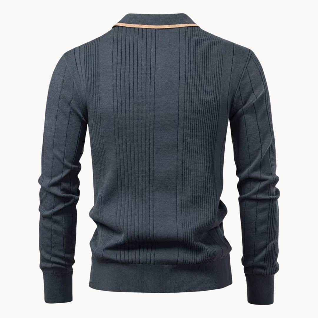 Men's Long Sleeve Knit Polo Shirt