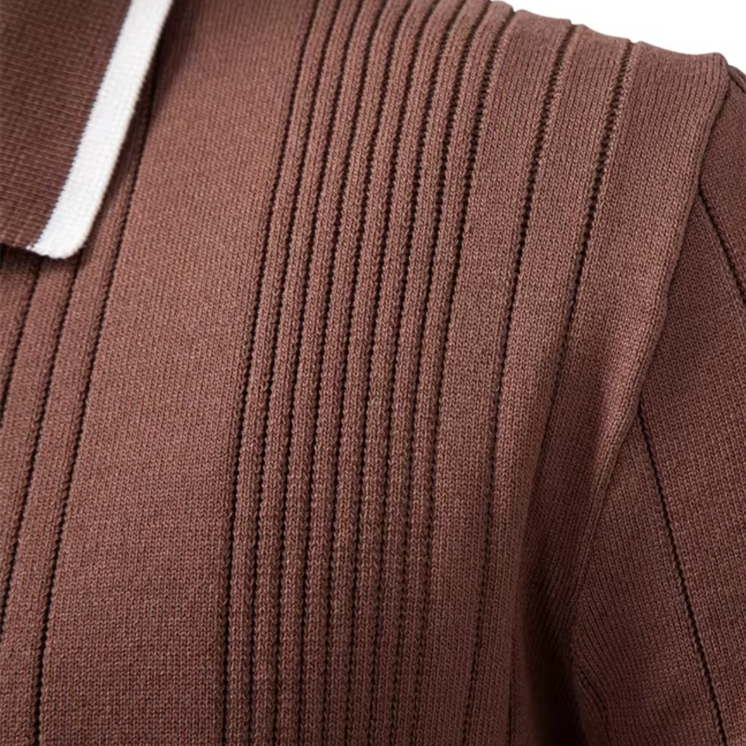 Men's Long Sleeve Knit Polo Shirt