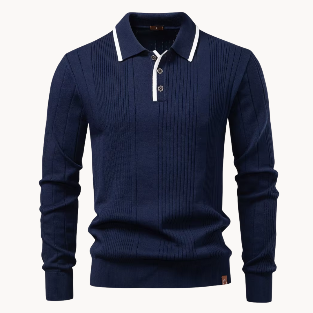 Men's Long Sleeve Knit Polo Shirt