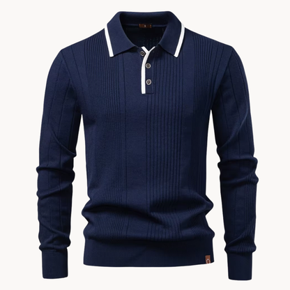 Men's Long Sleeve Knit Polo Shirt