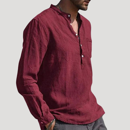 Men's Long Sleeve Mason Collar Dress Shirt