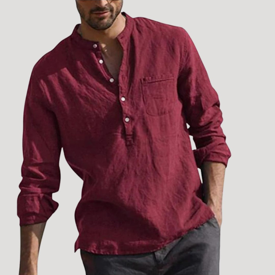Men's Long Sleeve Mason Collar Dress Shirt