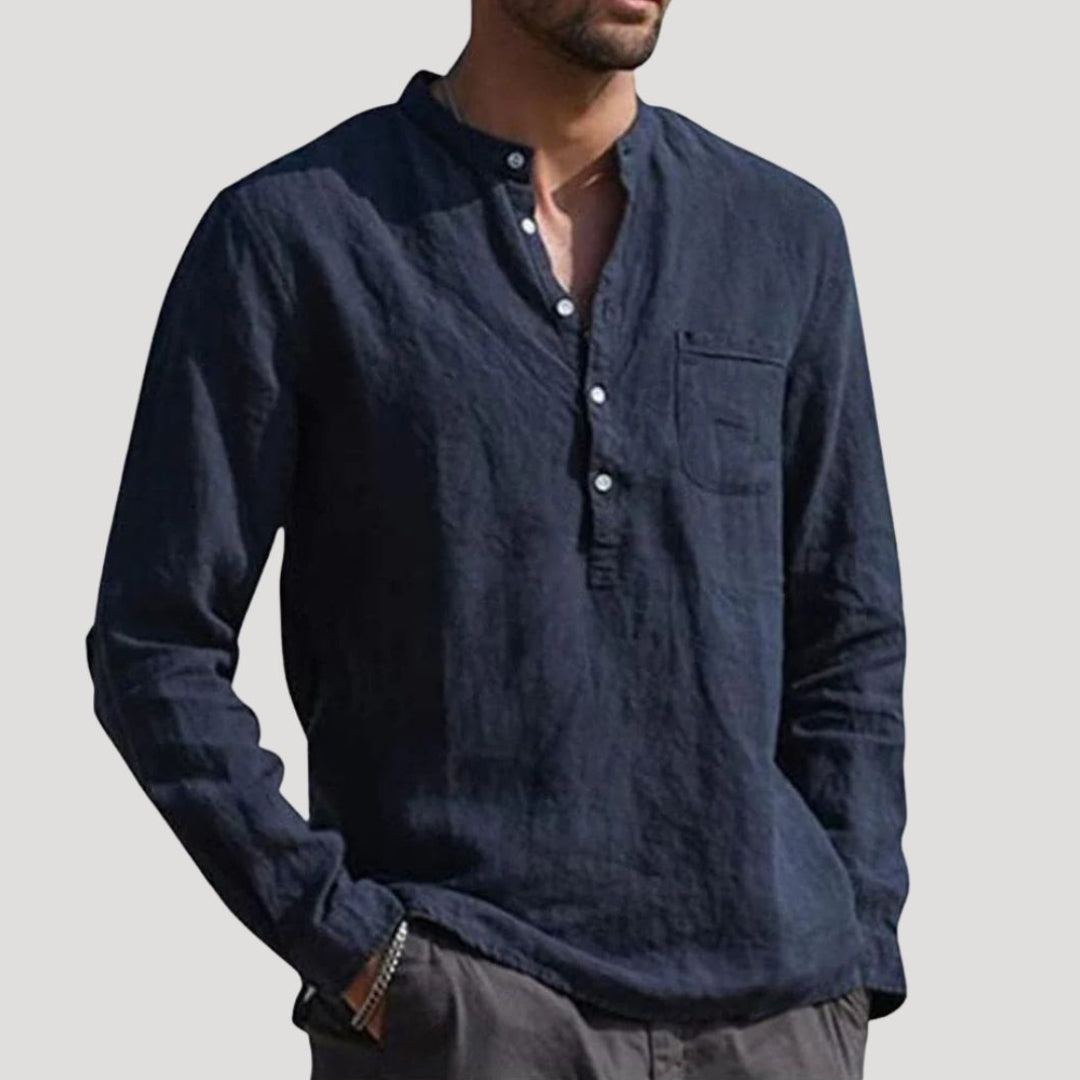 Men's Long Sleeve Mason Collar Dress Shirt