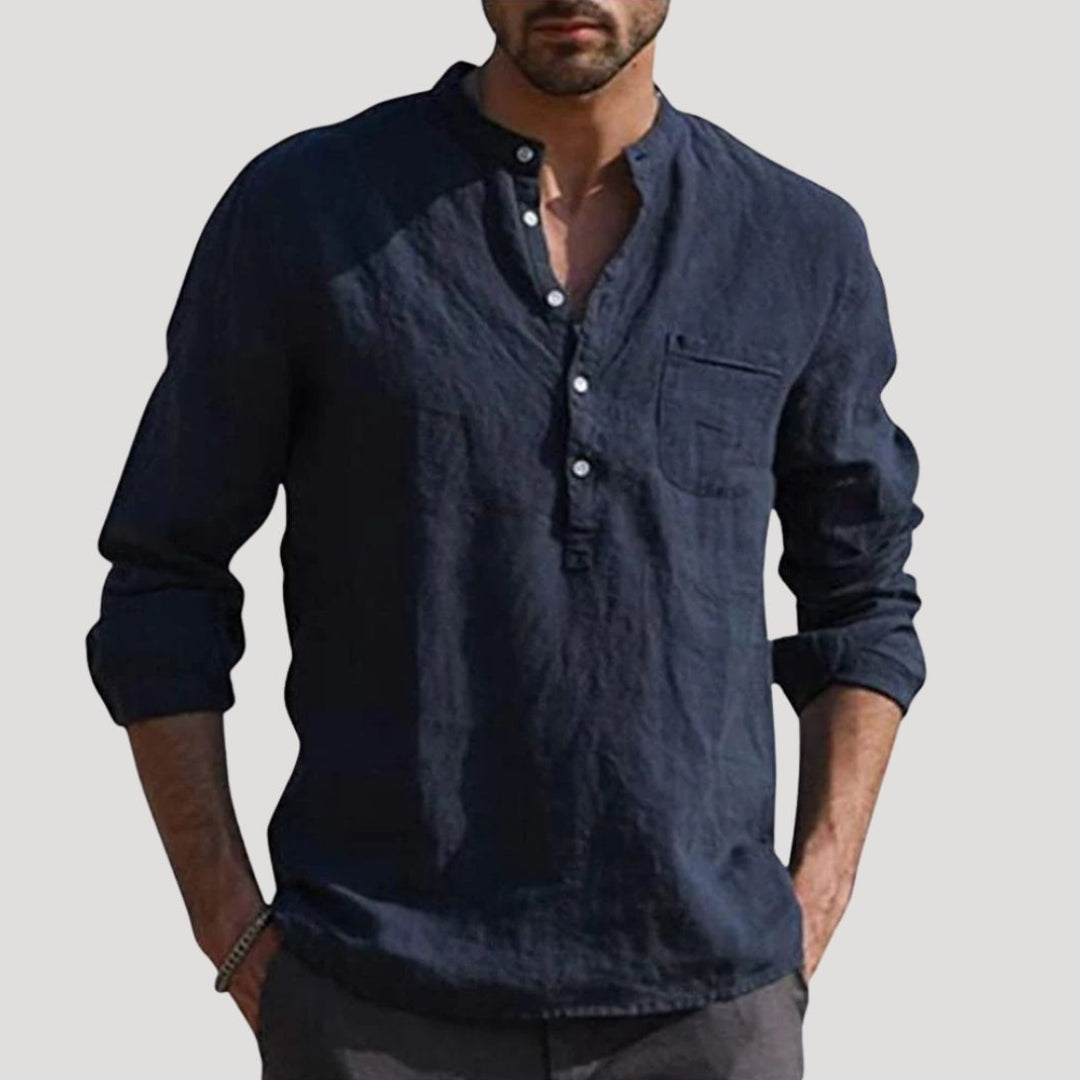 Men's Long Sleeve Mason Collar Dress Shirt