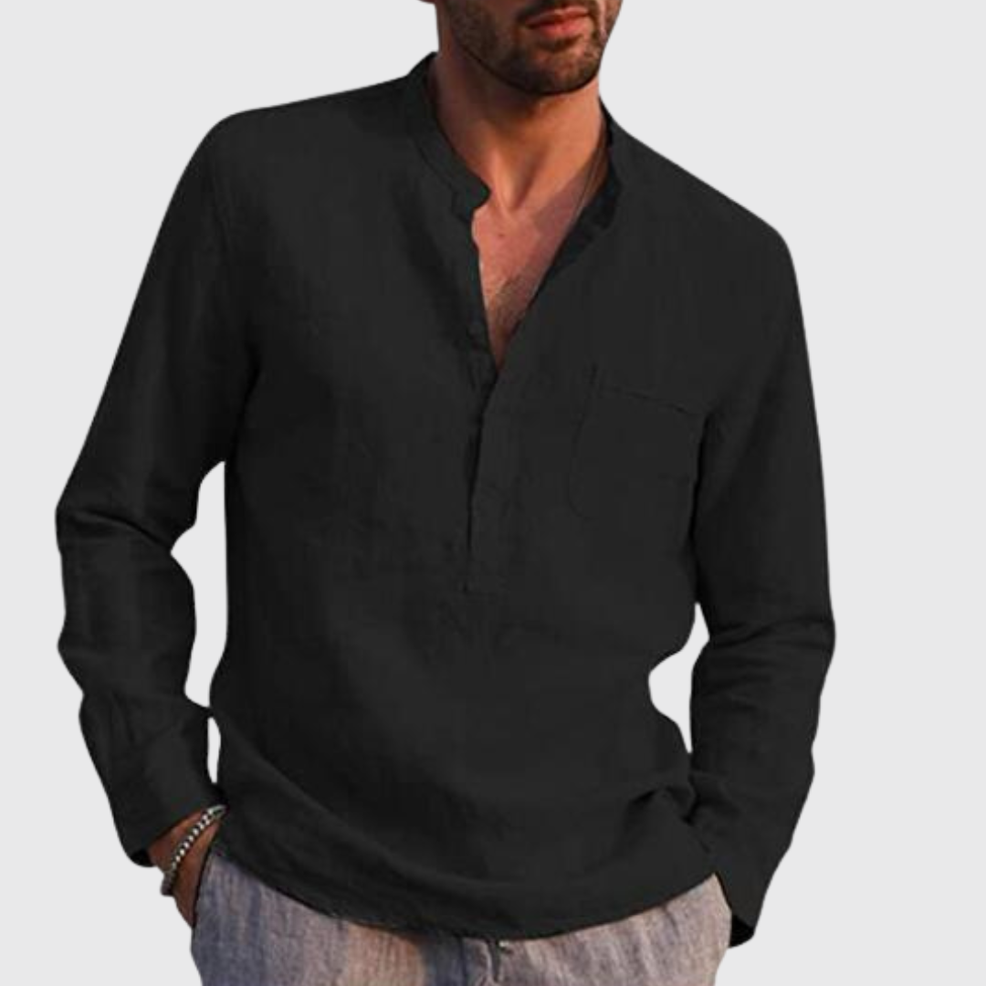 Men's Long Sleeve Mason Collar Dress Shirt
