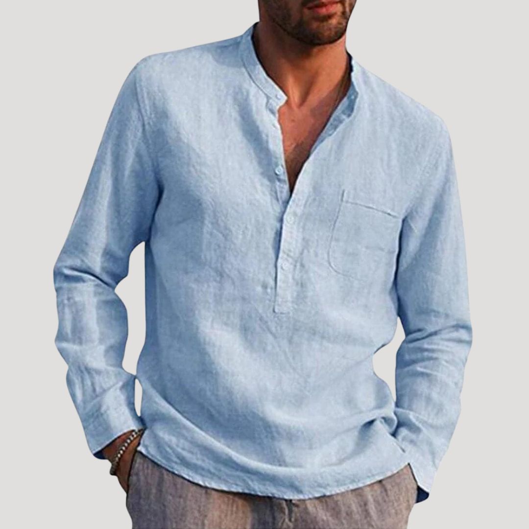 Men's Long Sleeve Mason Collar Dress Shirt