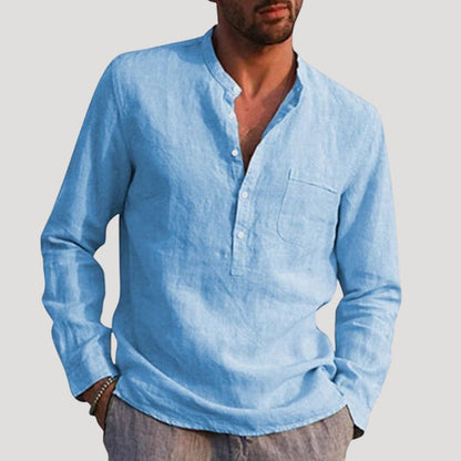 Men's Long Sleeve Mason Collar Dress Shirt