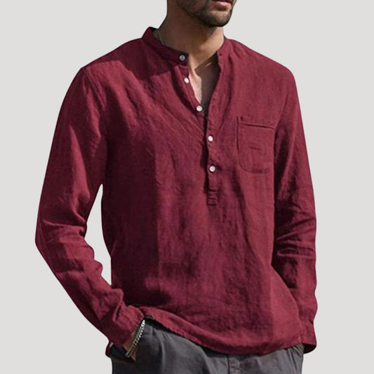 Men's Long Sleeve Mason Collar Dress Shirt