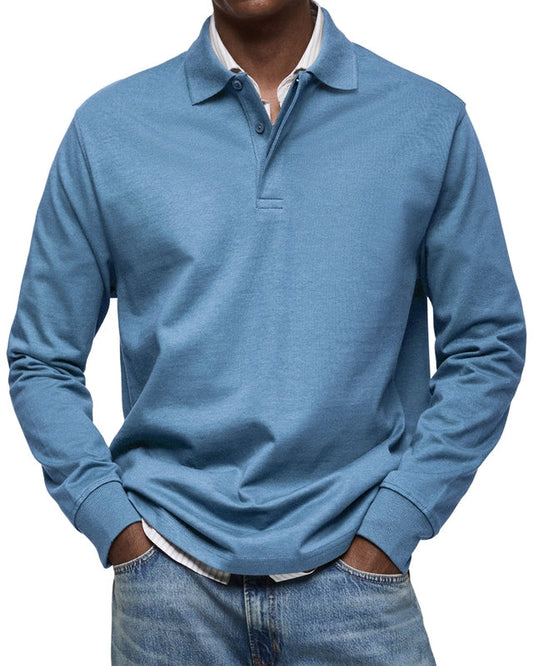 Men's Long Sleeve Polo Shirt - Casual and Comfortable
