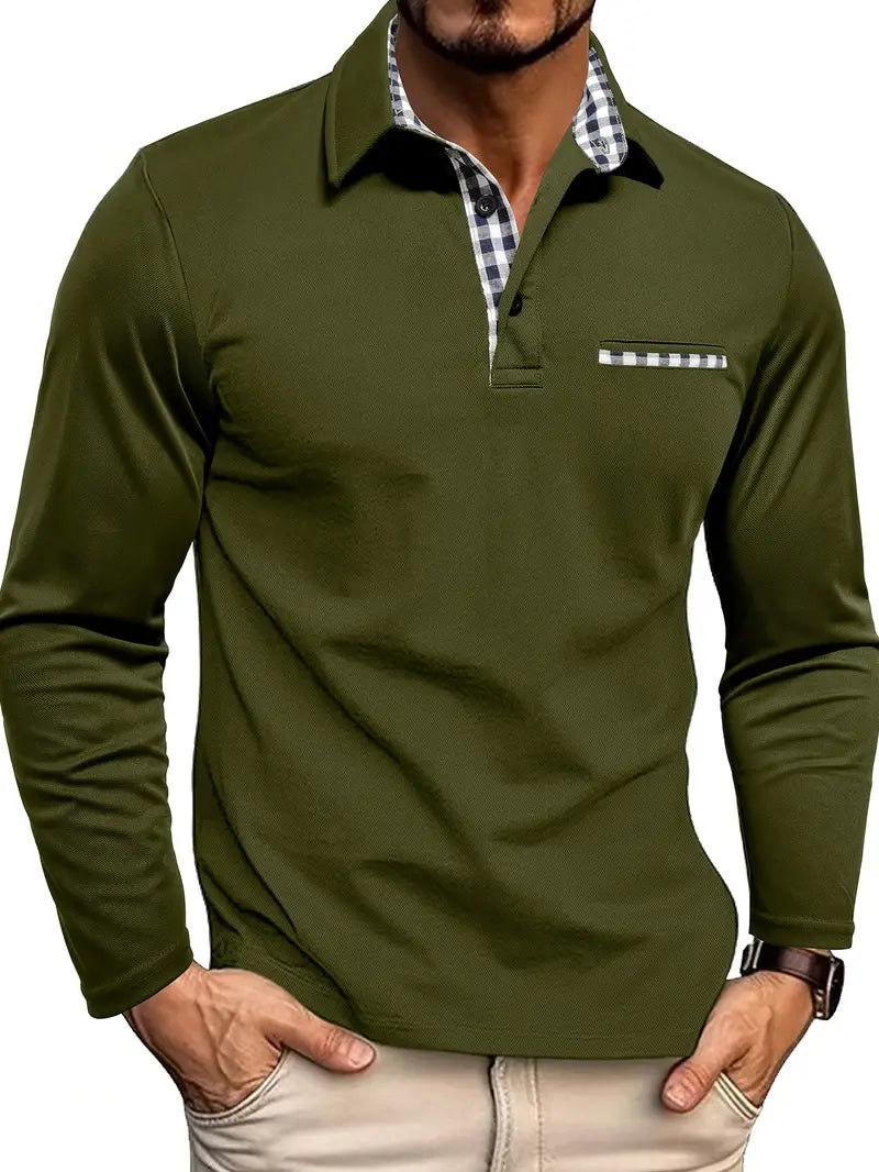 Men's Long Sleeve Polo Shirt - Stylish Golf Shirt for Men