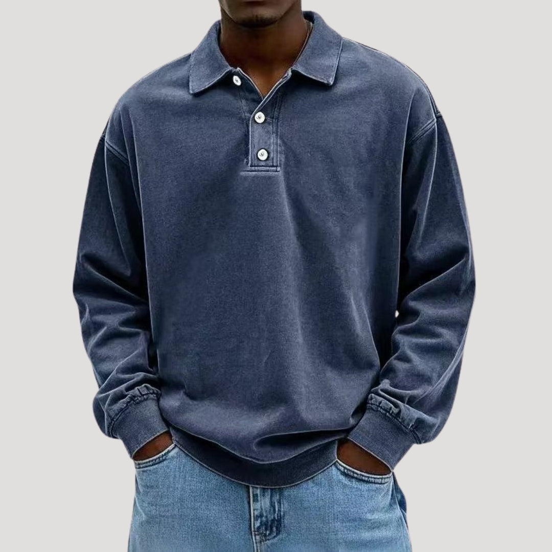 Men's Long Sleeve Polo Shirt for Comfortable Layering