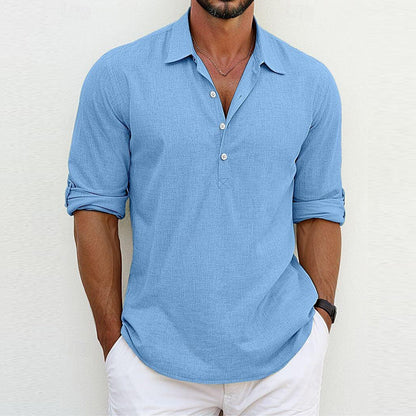 Men's Long Sleeve Polo Shirt with Classic Collar