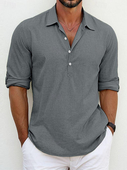 Men's Long Sleeve Polo Shirt with Classic Collar