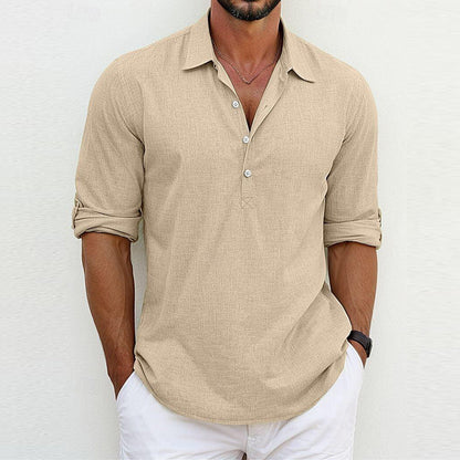 Men's Long Sleeve Polo Shirt with Classic Collar