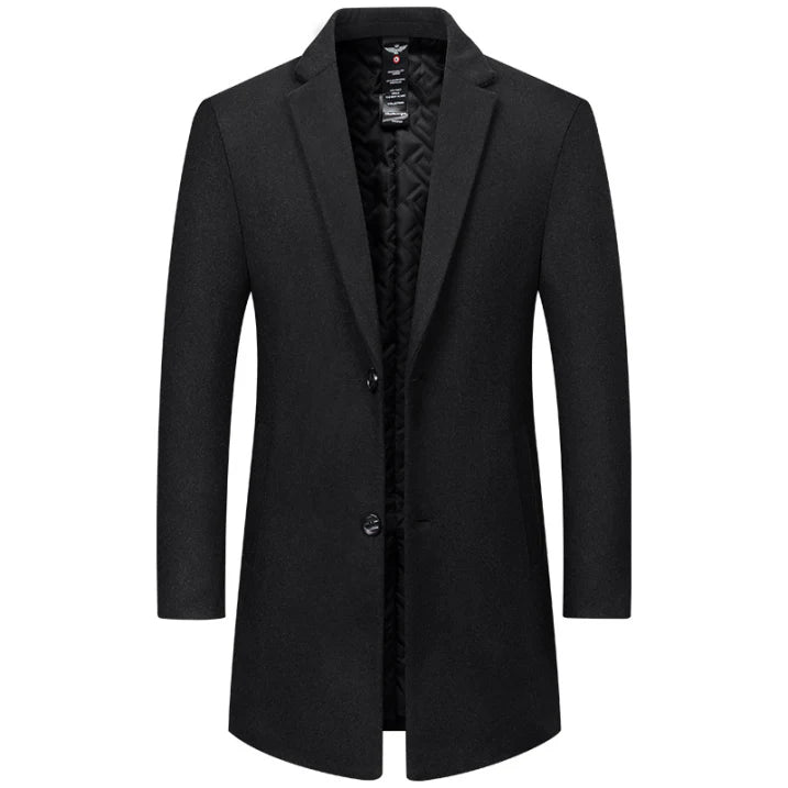 Men's Long Trench Coat - Stylish Overcoat for Winter Wear