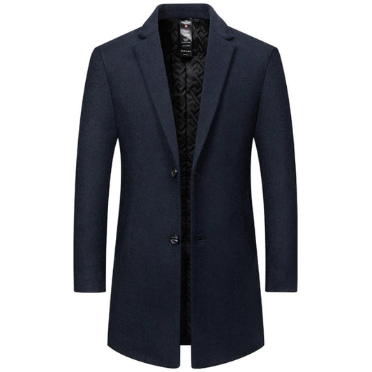 Men's Long Trench Coat - Stylish Overcoat for Winter Wear
