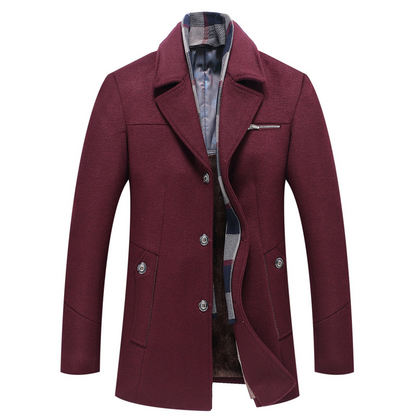 Men's Long Trench Coat with Fleece Lining
