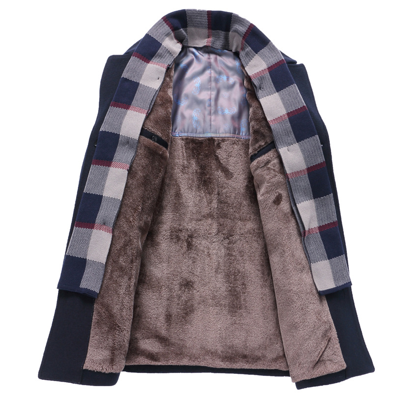 Men's Long Trench Coat with Fleece Lining