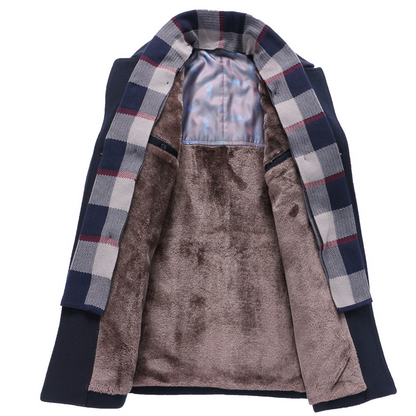 Men's Long Trench Coat with Fleece Lining