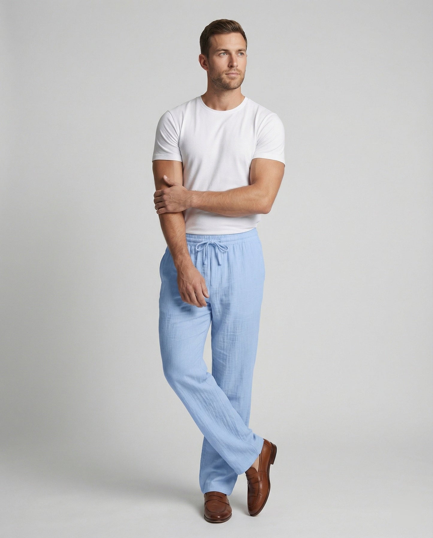 Men's Loose Fit Linen Blend Trousers