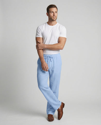 Men's Loose Fit Linen Blend Trousers