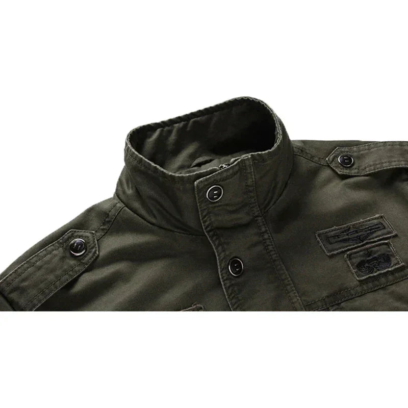 Men's Military Style Winter Jacket with Standing Collar