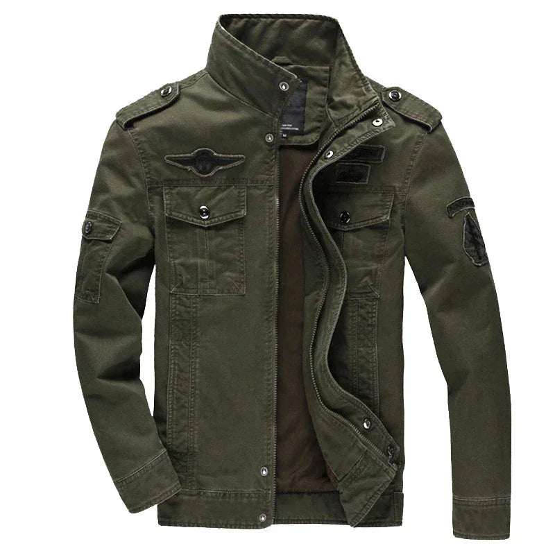Men's Military Style Winter Jacket with Standing Collar