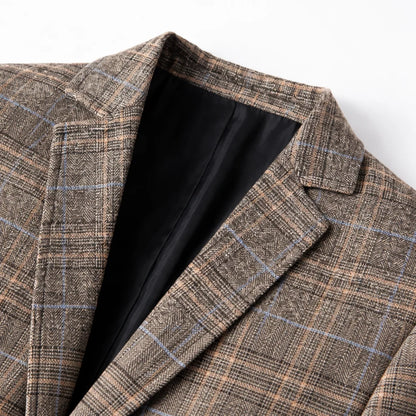 Men's Modern Check Pattern Blazer