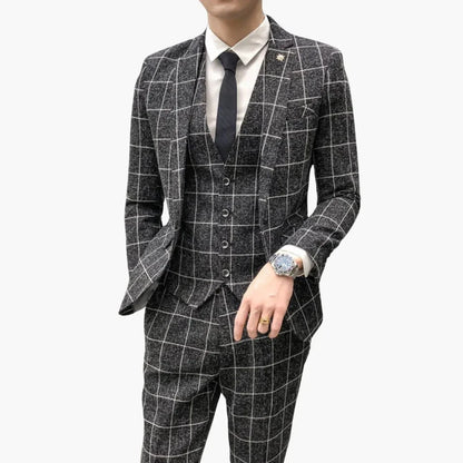 Men's Modern Check Pattern Wedding Suit