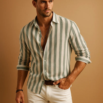 Men's Modern Fit Striped Long Sleeve Shirt
