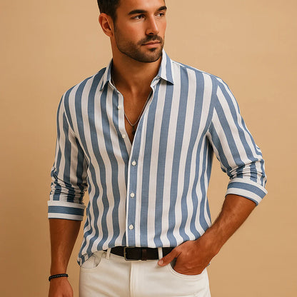 Men's Modern Fit Striped Long Sleeve Shirt