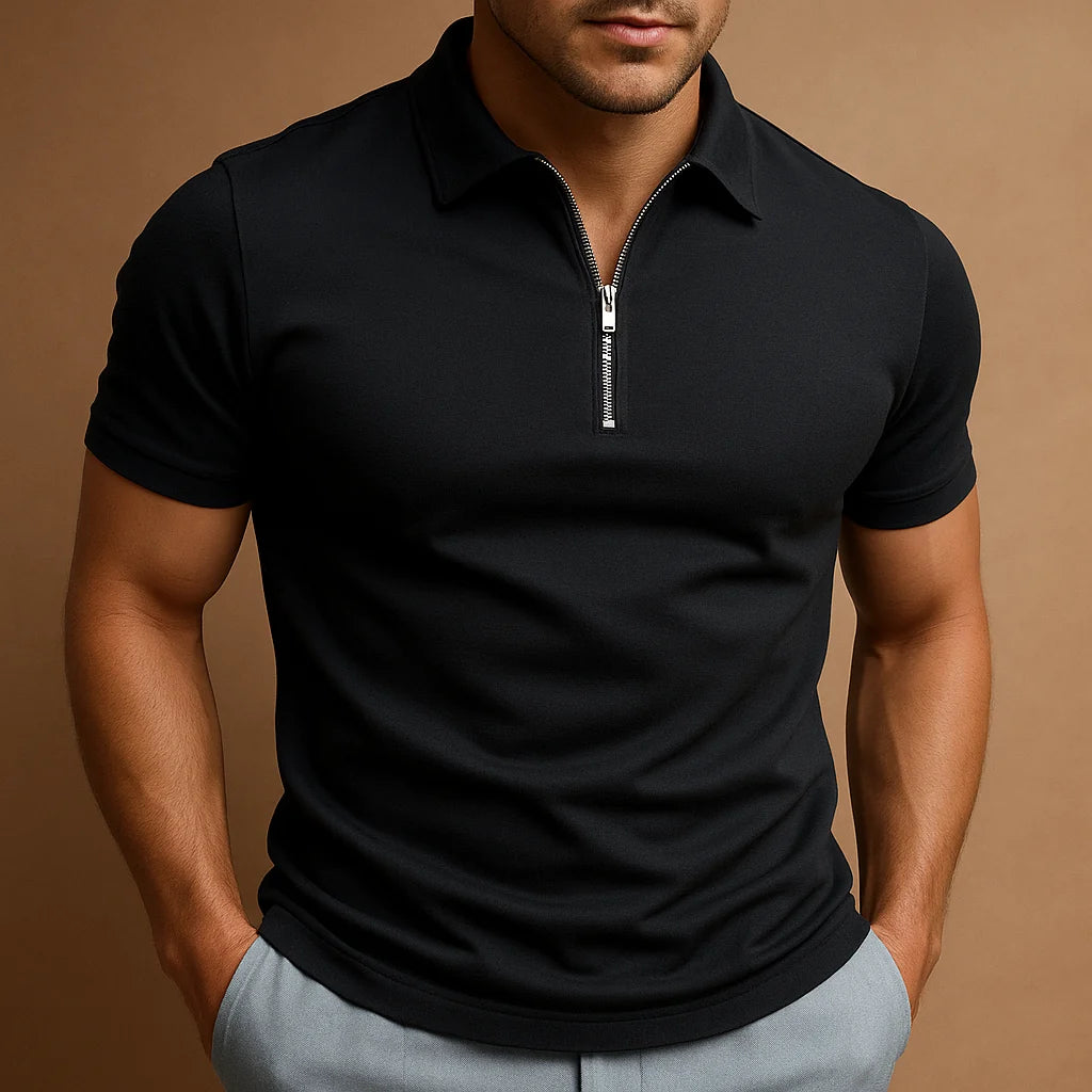 Men's Modern Zip-Up Polo Shirt