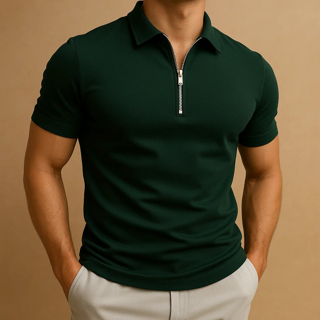 Men's Modern Zip-Up Polo Shirt