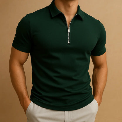 Men's Modern Zip-Up Polo Shirt
