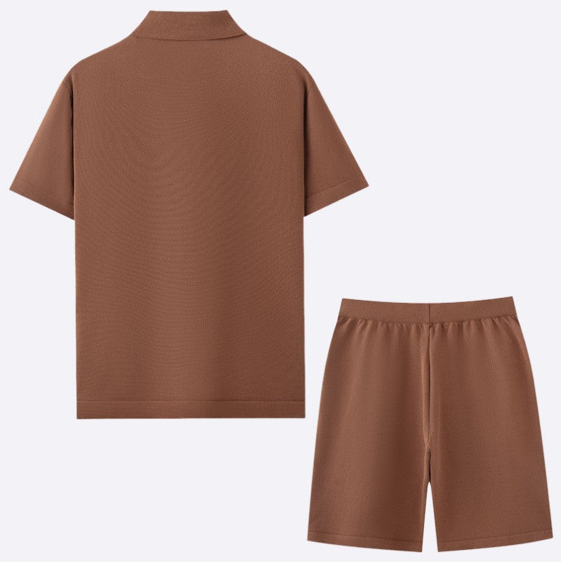 Men's Mosaic Knit Button-Down Outfit Set
