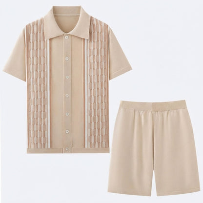 Men's Mosaic Knit Button-Down Outfit Set