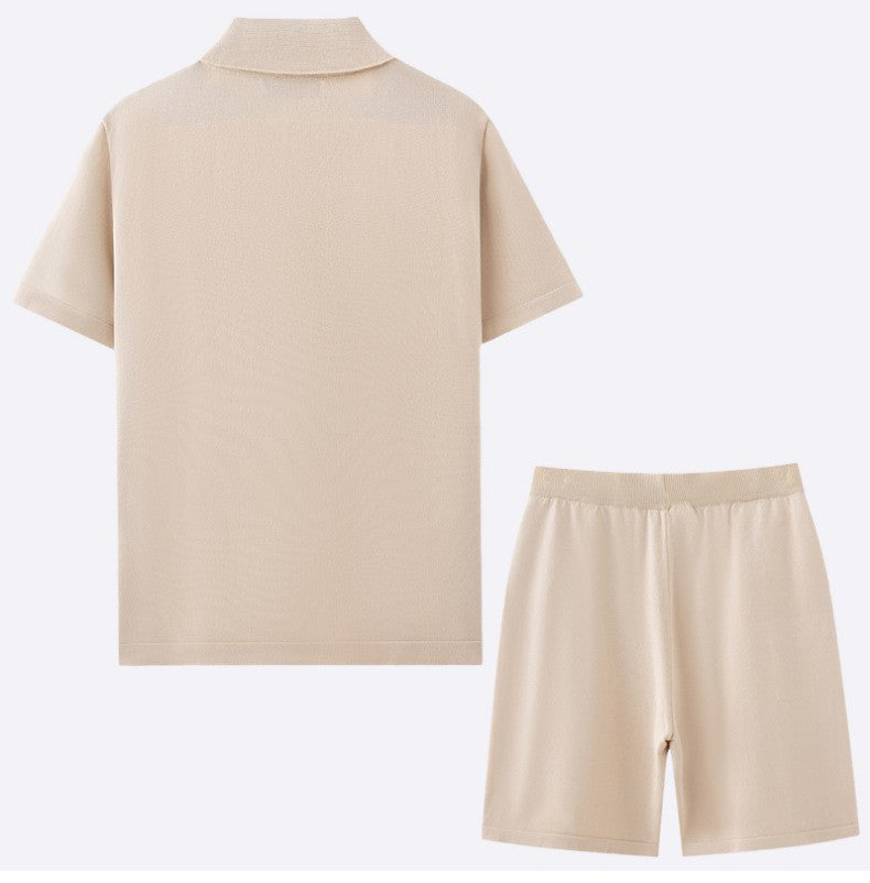 Men's Mosaic Knit Button-Down Outfit Set